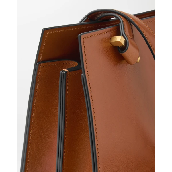 Versace Severine Leather Tote in Brown, view 2 | Totes & Top-Handle Bags