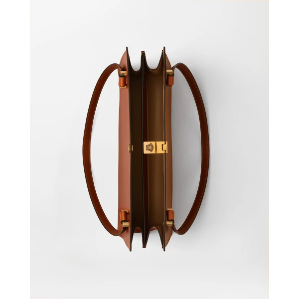 Versace Severine Leather Tote in Brown, view 4 | Totes & Top-Handle Bags