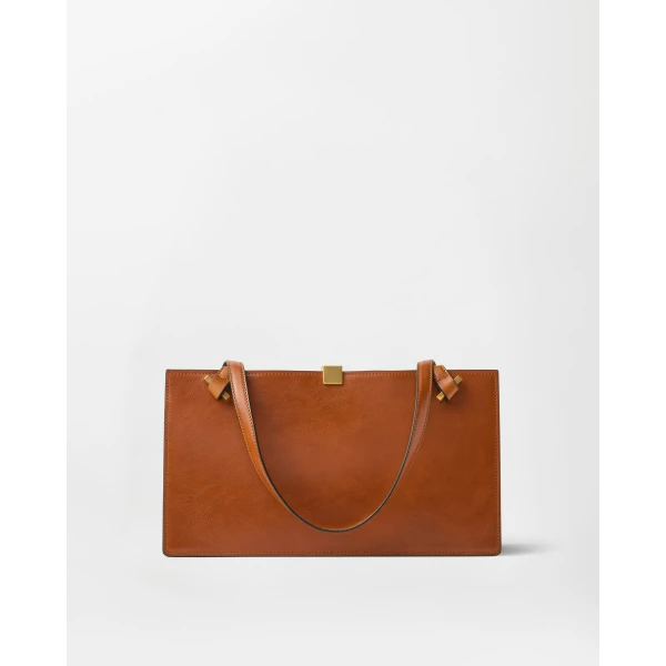 Versace Severine Leather Tote in Brown, view 5 | Totes & Top-Handle Bags