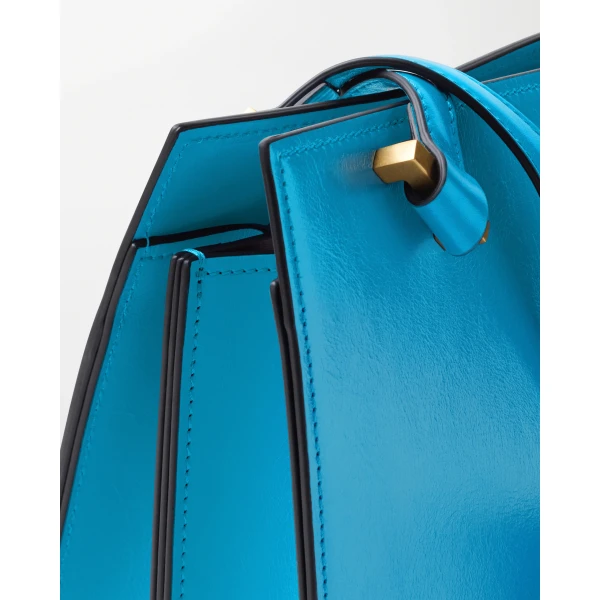 Versace Severine Leather Tote in Light Blue, view 2 | Totes & Top-Handle Bags