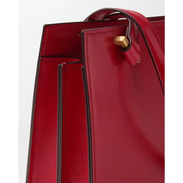 Versace Severine Leather Tote in Red, view 2 | Totes & Top-Handle Bags