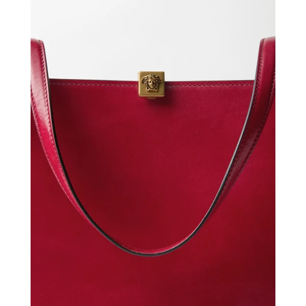 Versace Severine Leather Tote in Red, view 3 | Totes & Top-Handle Bags
