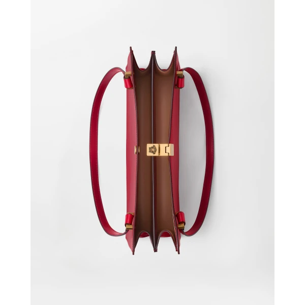 Versace Severine Leather Tote in Red, view 4 | Totes & Top-Handle Bags