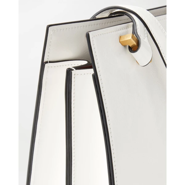 Versace Severine Leather Tote in White, view 3 | Totes & Top-Handle Bags