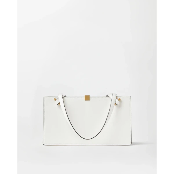 Versace Severine Leather Tote in White, view 6 | Totes & Top-Handle Bags