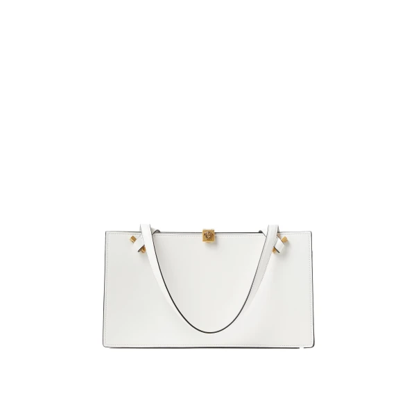 Versace Severine Leather Tote in White | Totes & Top-Handle Bags | Coveti