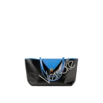 Versace Severine Small Coated Canvas Tote in Blue and Black | Totes & Top-Handle Bags | Coveti