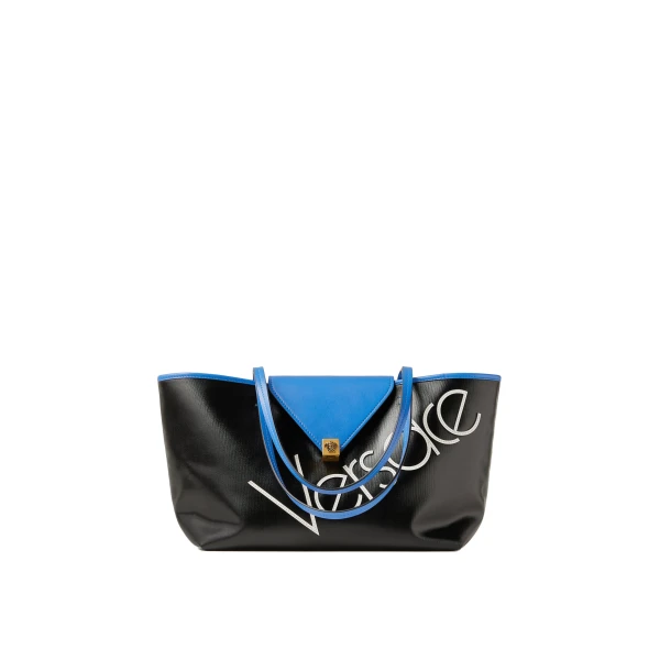 Severine Small Coated Canvas Tote in Blue and Black
