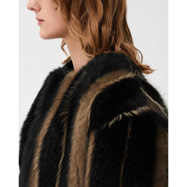 Versace Shearling Jacket in Black and Brown, view 5 | Shearling Jackets