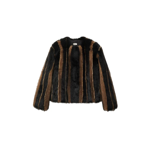 Versace Shearling Jacket in Black and Brown | Shearling Jackets | Coveti