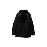 Versace Shearling Quilted Peacoat in Black | Fur Coats | Coveti