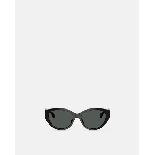 Versace Signature Low-Bridge Oval Sunglasses in Black, view 2 | Sunglasses