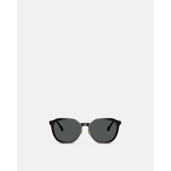 Versace Signature Low-Bridge Sunglasses in Black, view 2 | Sunglasses