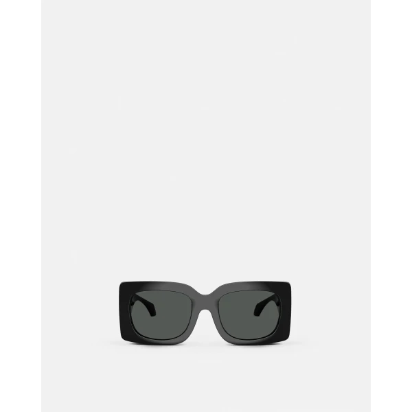 Versace Signature Squared Sunglasses in Black and Gold, view 2 | Sunglasses