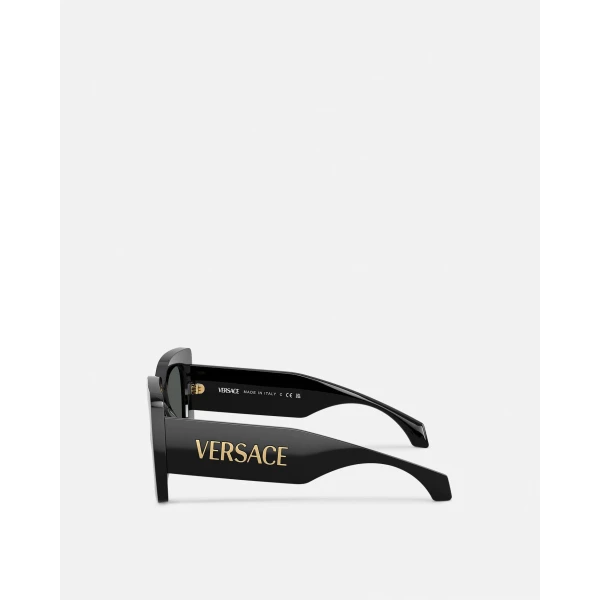 Versace Signature Squared Sunglasses in Black and Gold, view 3 | Sunglasses
