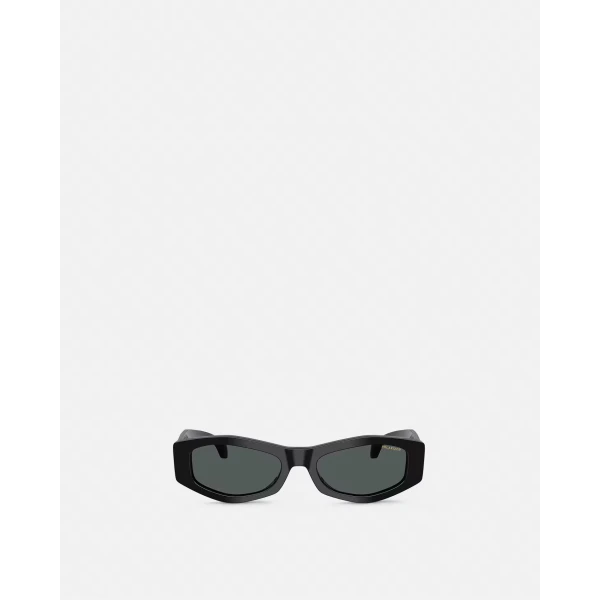 Versace Signature Sunglasses in Black and Gold Acetate, view 2 | Sunglasses