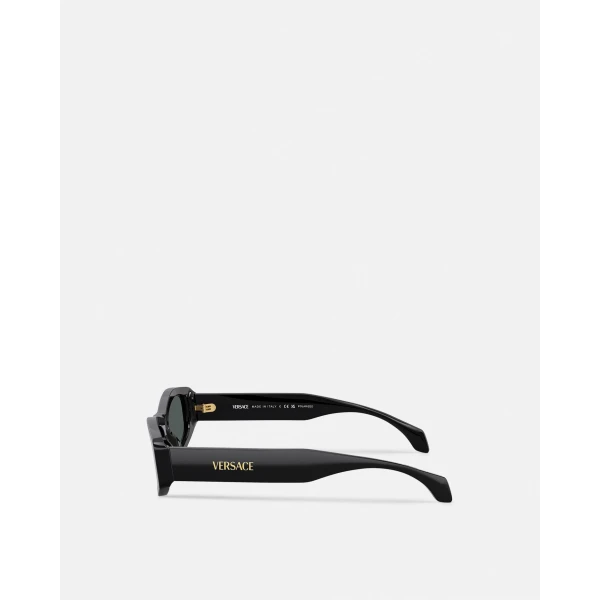 Versace Signature Sunglasses in Black and Gold Acetate, view 3 | Sunglasses