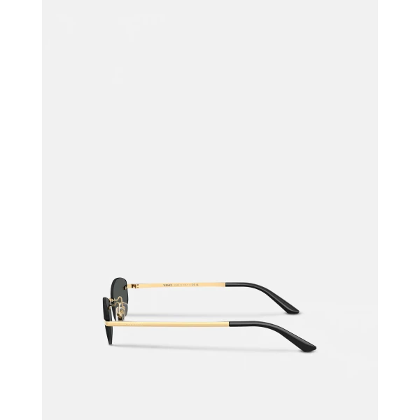 Versace Signature Sunglasses in Black and Gold Metal, view 3 | Sunglasses