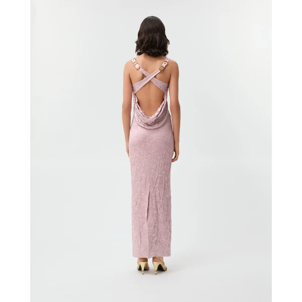 Versace Silk Cady Satin Gown in Pink, view 3 | Evening Gowns