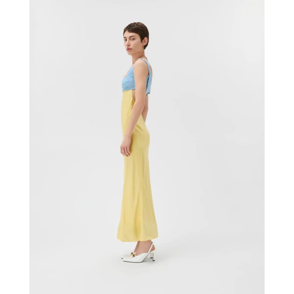 Versace Silk Cady Satin Gown in Yellow, view 4 | Evening Gowns
