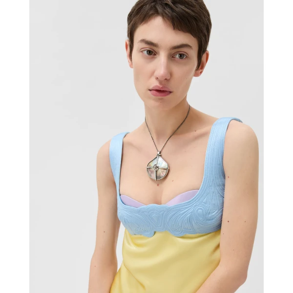 Versace Silk Cady Satin Gown in Yellow, view 5 | Evening Gowns