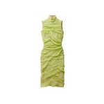 Versace Silk-Chiffon Draped Midi Dress in Lime | Midi Dresses | Coveti