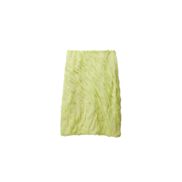 Silk-Chiffon Draped Pencil Skirt in Lime