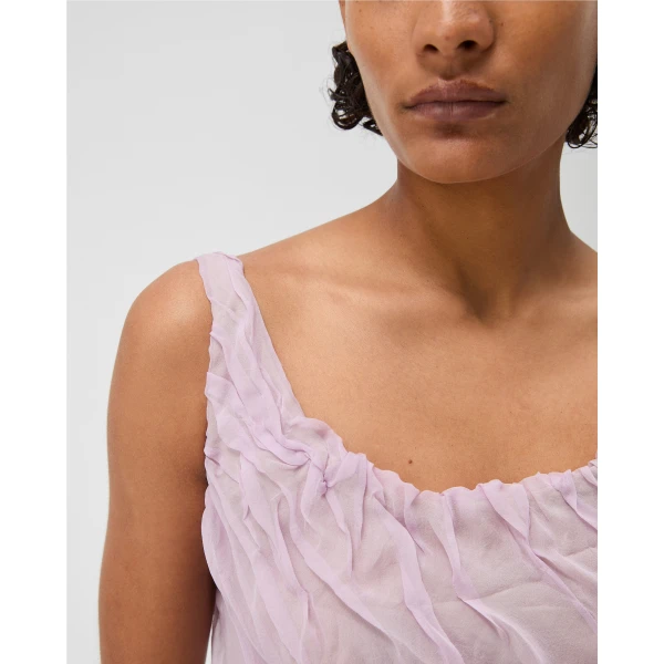 Versace Silk-Chiffon Draped Top in Lilac, view 5 | Tops