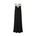 Versace Silk Crêpe Marocaine Strapless Gown in White and Hanging' Out Print | Evening Gowns | Coveti