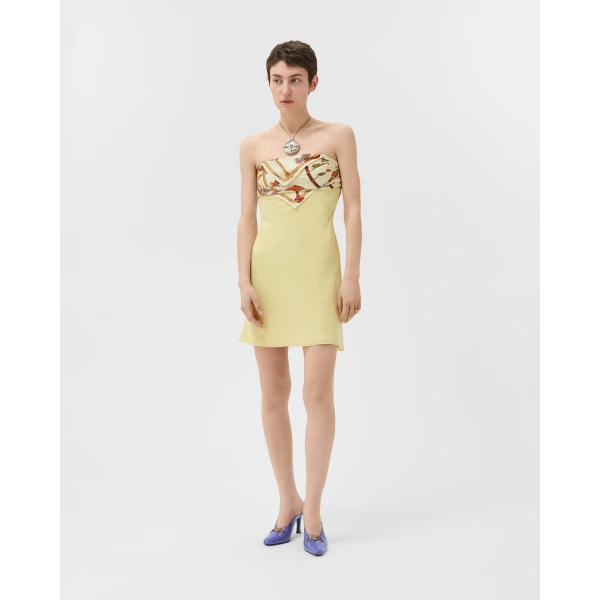 Versace Silk Crêpe Marocaine Strapless Mini Dress in Hanging' Out Print, view 2 | Mini Dresses