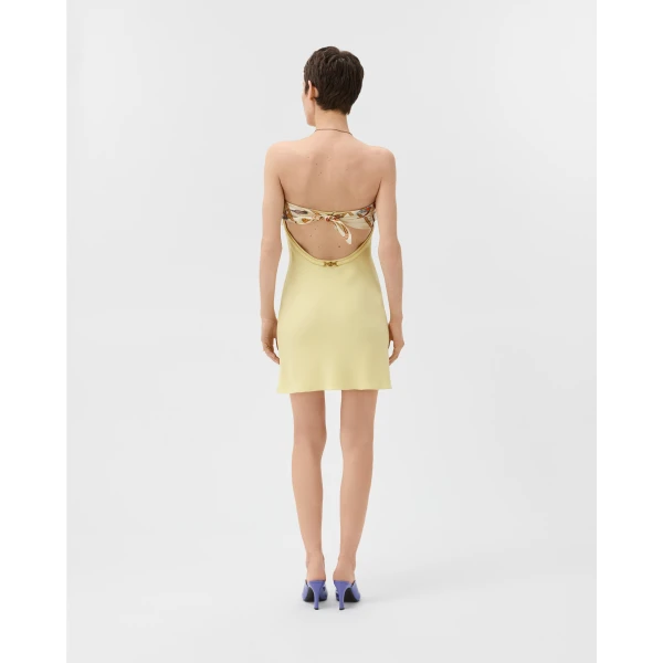 Versace Silk Crêpe Marocaine Strapless Mini Dress in Hanging' Out Print, view 3 | Mini Dresses
