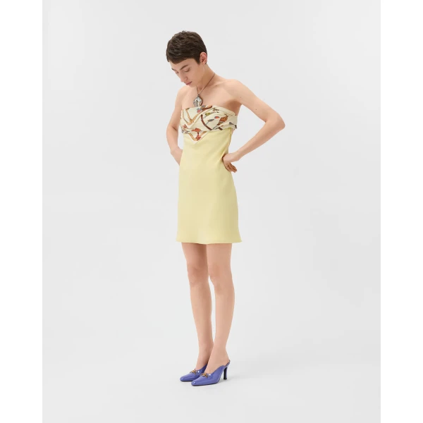 Versace Silk Crêpe Marocaine Strapless Mini Dress in Hanging' Out Print, view 4 | Mini Dresses