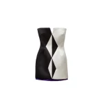 Versace Silk Duchesse Mini Dress in Black and White | Mini Dresses | Coveti