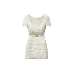 Versace Silk Satin Draped Mini Dress in White | Mini Dresses | Coveti