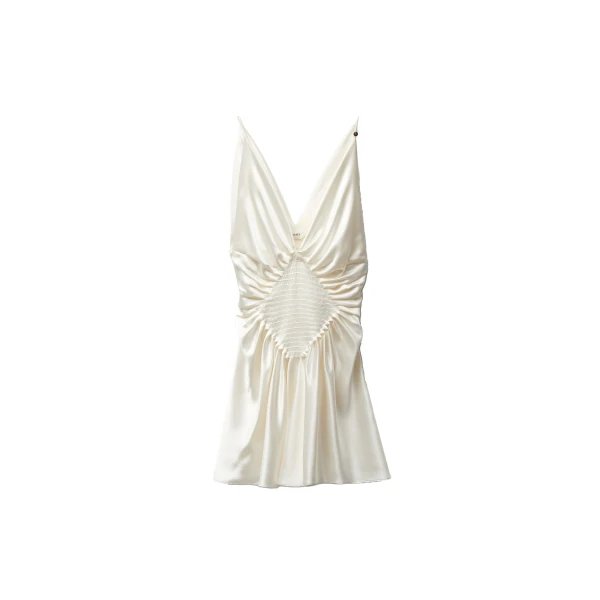 Silk-Satin Mini Dress in White