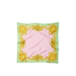 Versace Silk Twill Scarf Printed 90 cm in Yellow and Pink | Scarves | Coveti