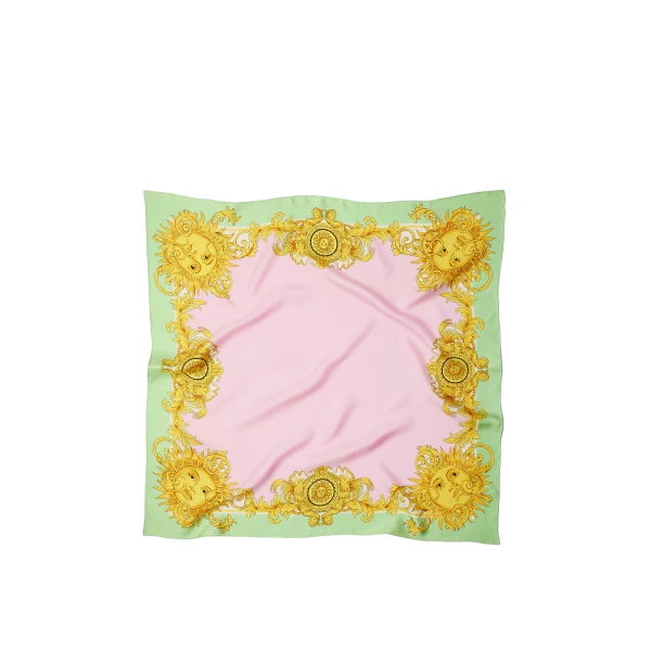 Silk Twill Scarf Printed 90 cm in Yellow and Pink