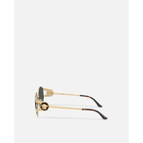 Versace Sophia Sunglasses in Black and Gold, view 3 | Sunglasses