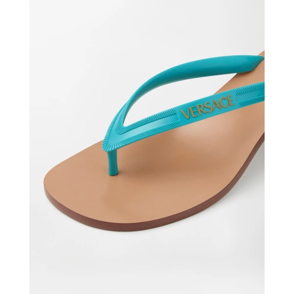 Versace Sophie Rubber Thong Sandals 40 mm in Light Blue, view 5 | Flip Flops & Slides