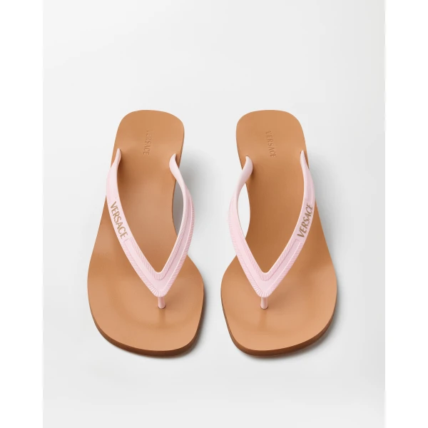Versace Sophie Rubber Thong Sandals 40 mm in Pink, view 2 | Flip Flops & Slides