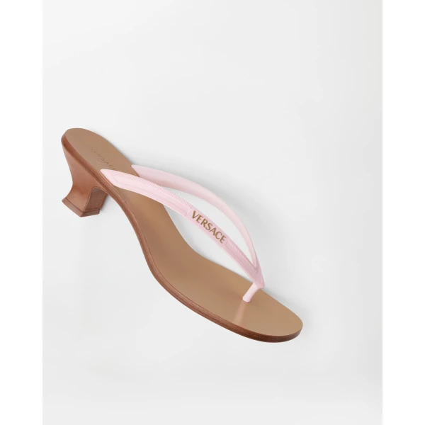Versace Sophie Rubber Thong Sandals 40 mm in Pink, view 3 | Flip Flops & Slides