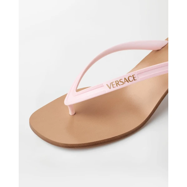Versace Sophie Rubber Thong Sandals 40 mm in Pink, view 5 | Flip Flops & Slides