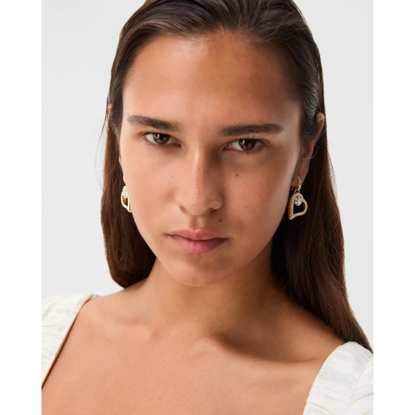Versace St. Valentine Crystal Earrings in Silver and Gold, view 2 | Earrings