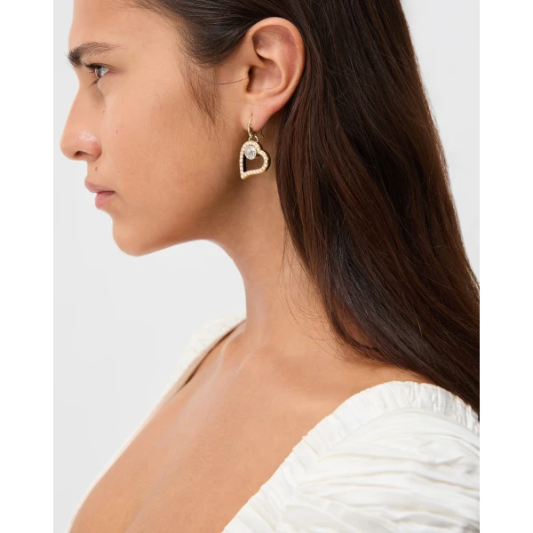 Versace St. Valentine Crystal Earrings in Silver and Gold, view 4 | Earrings
