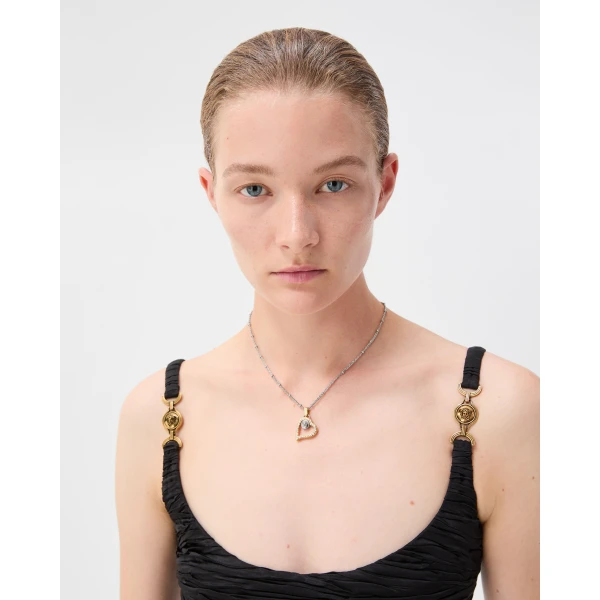 Versace St. Valentine Crystal Necklace in Silver and Gold, view 2 | Necklace