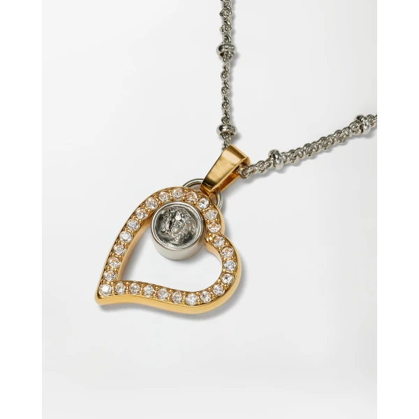 Versace St. Valentine Crystal Necklace in Silver and Gold, view 3 | Necklace