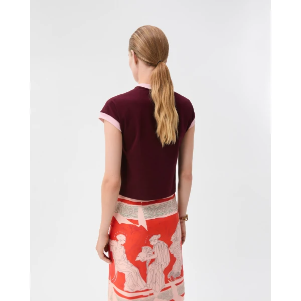 Versace Stretch Cotton-Jersey T-Shirt in Burgundy, view 3 | T-shirts
