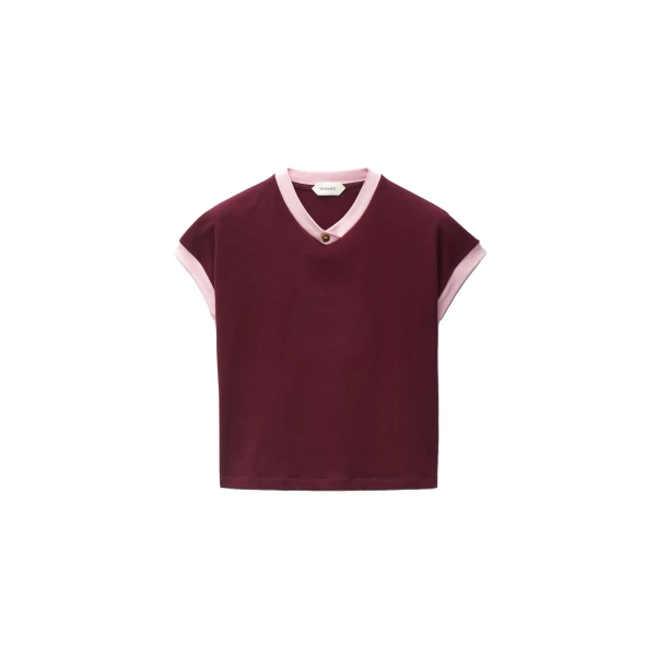 Versace Stretch Cotton-Jersey T-Shirt in Burgundy | T-shirts | Coveti