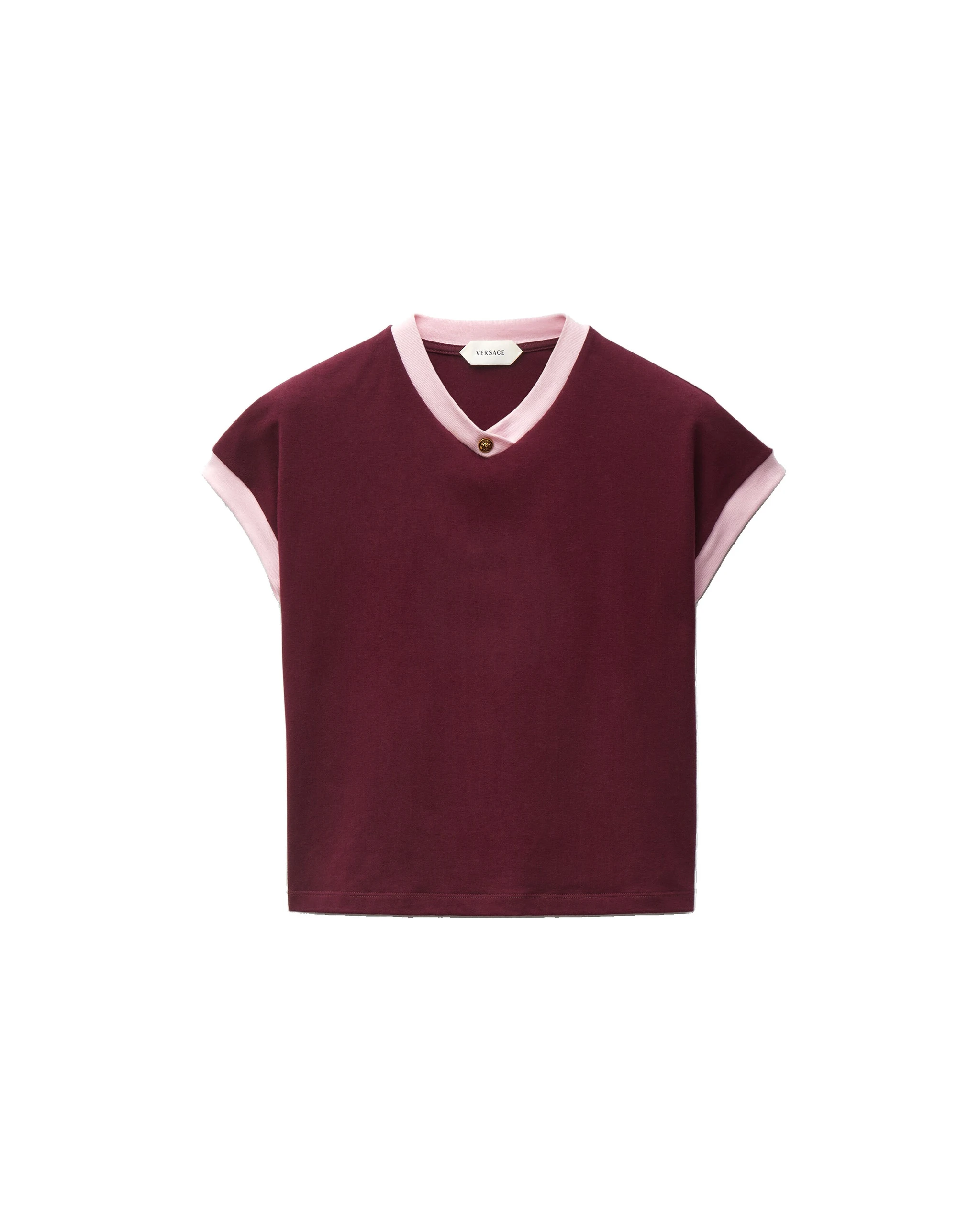 Versace Stretch Cotton-Jersey T-Shirt in Burgundy Versace Stretch Cotton-Jersey T-Shirt in Burgundy | T-shirts | Coveti