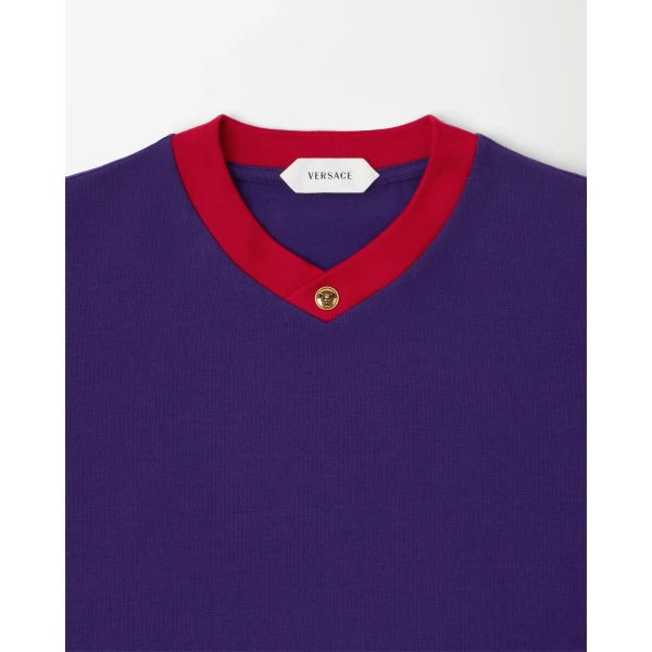 Versace Stretch Cotton-Jersey T-Shirt in Purple, view 2 | T-shirts